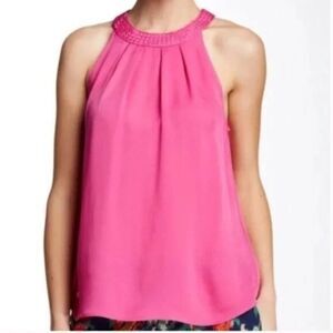 NWT Joie 100% Silk Hot Pink Fantina Braided Collar Halter Top Sz S